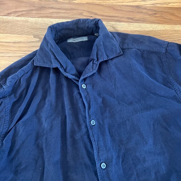 Corneliani Navy Blue Corduroy Button-Up Shirt - Men's 16/41 Medium - Picture 2 of 6